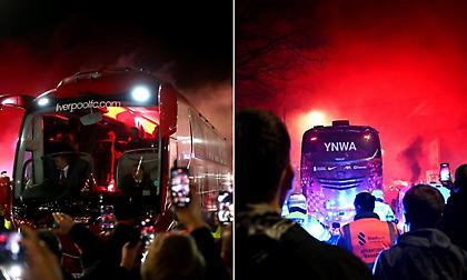 Καυτή ατμόσφαιρα από τους οπαδούς της Λίβερπουλ κατά την άφιξη της αποστολής!