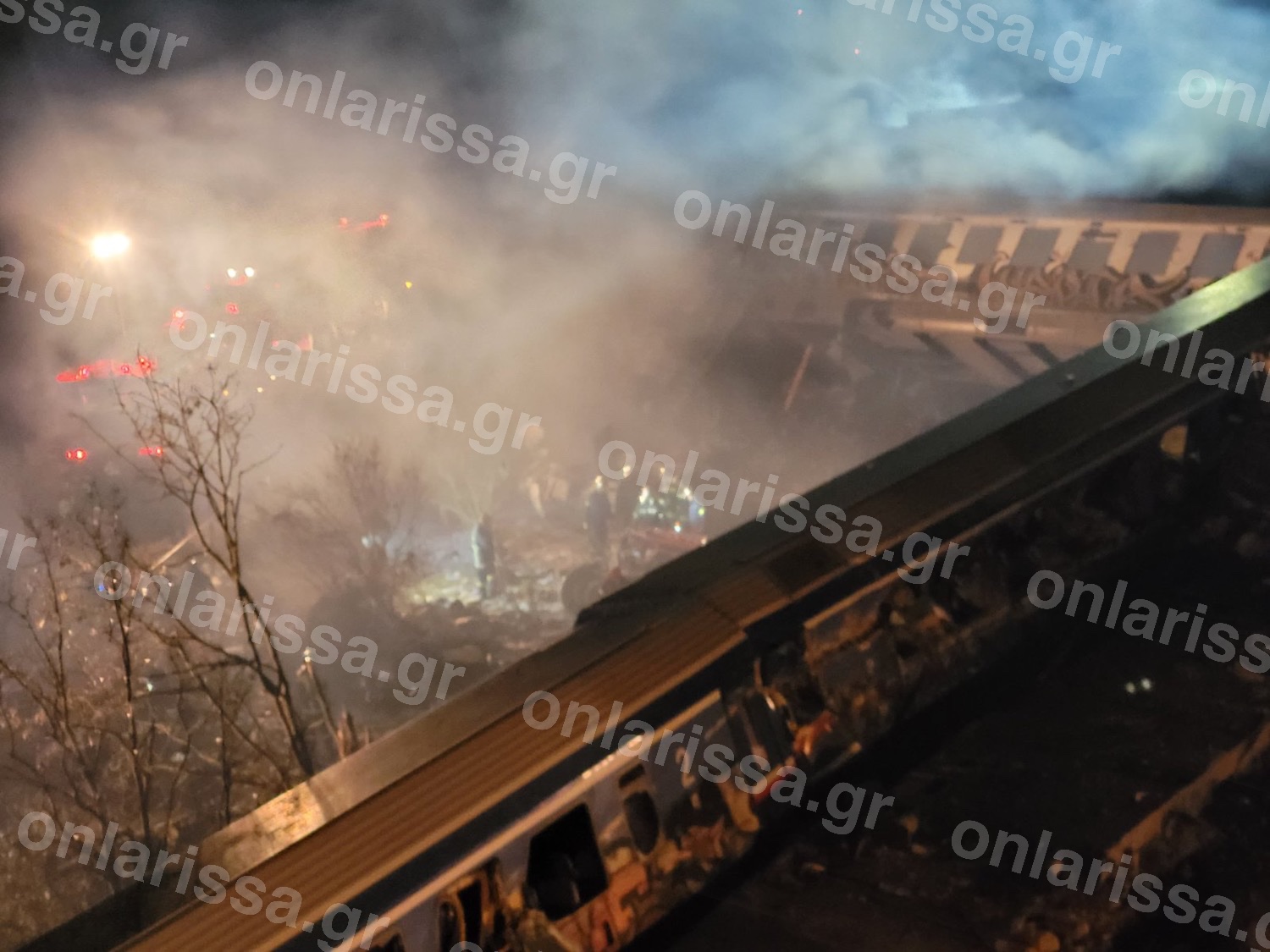 Λάρισα: Φωτογραφίες από ψηλά μετά τη σύγκρουση τρένων