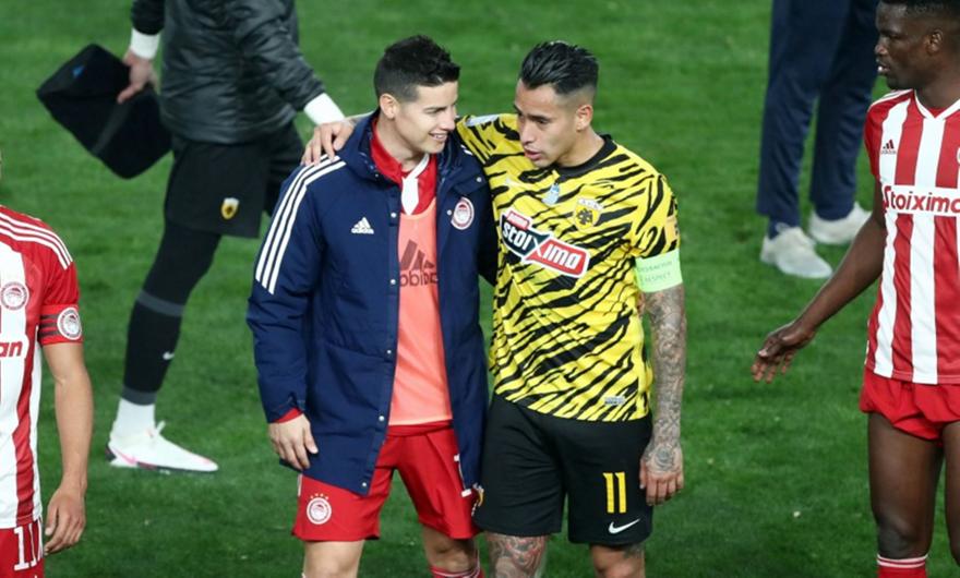 Το ζεστό τετ α τετ Χάμες και Αραούχο μετά το ντέρμπι στην OPAP Arena