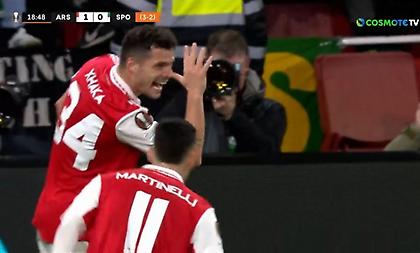 Ωραίο πλασέ του Τζάκα και προβάδισμα για την Άρσεναλ κόντρα στην Σπόρτινγκ