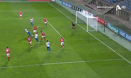 Τράνταξε το οριζόντιο δοκάρι το σουτ του Πέλκα!