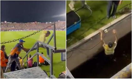 Οπαδός πήγε να εισβάλει στον αγωνιστικό χώρο και έπεσε μέσα στην τάφρο!