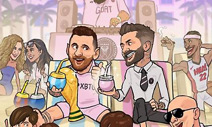 Επικό σκίτσο του Bleacher Report: Το πάρτι του Μέσι στο Μαϊάμι με Μπέκαμ, Σακίρα & DJ Khaled!