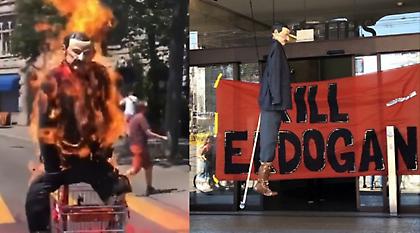 Έκαψαν ομοίωμα του Ερντογάν και φώναζαν «σκοτώστε τον...»