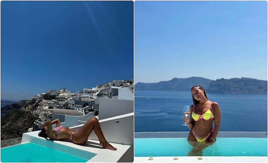 Ξετρελαμένοι ο Γκονσάλο Ράμος και η σύντροφός του με Σαντορίνη