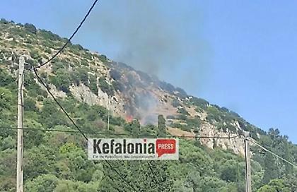 Φωτιά σε δασική έκταση στο Μαρκόπουλο Κεφαλληνίας - Επιχειρούν επίγειες και εναέριες δυνάμεις