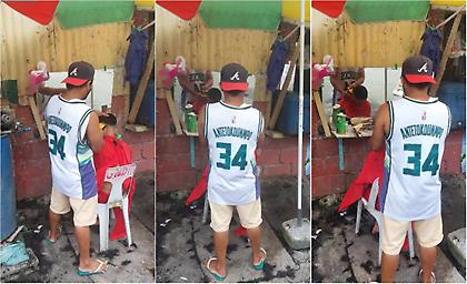 Ο Γιάννης Αντετοκούνμπο… κουρέας στη Μανίλα (pic)