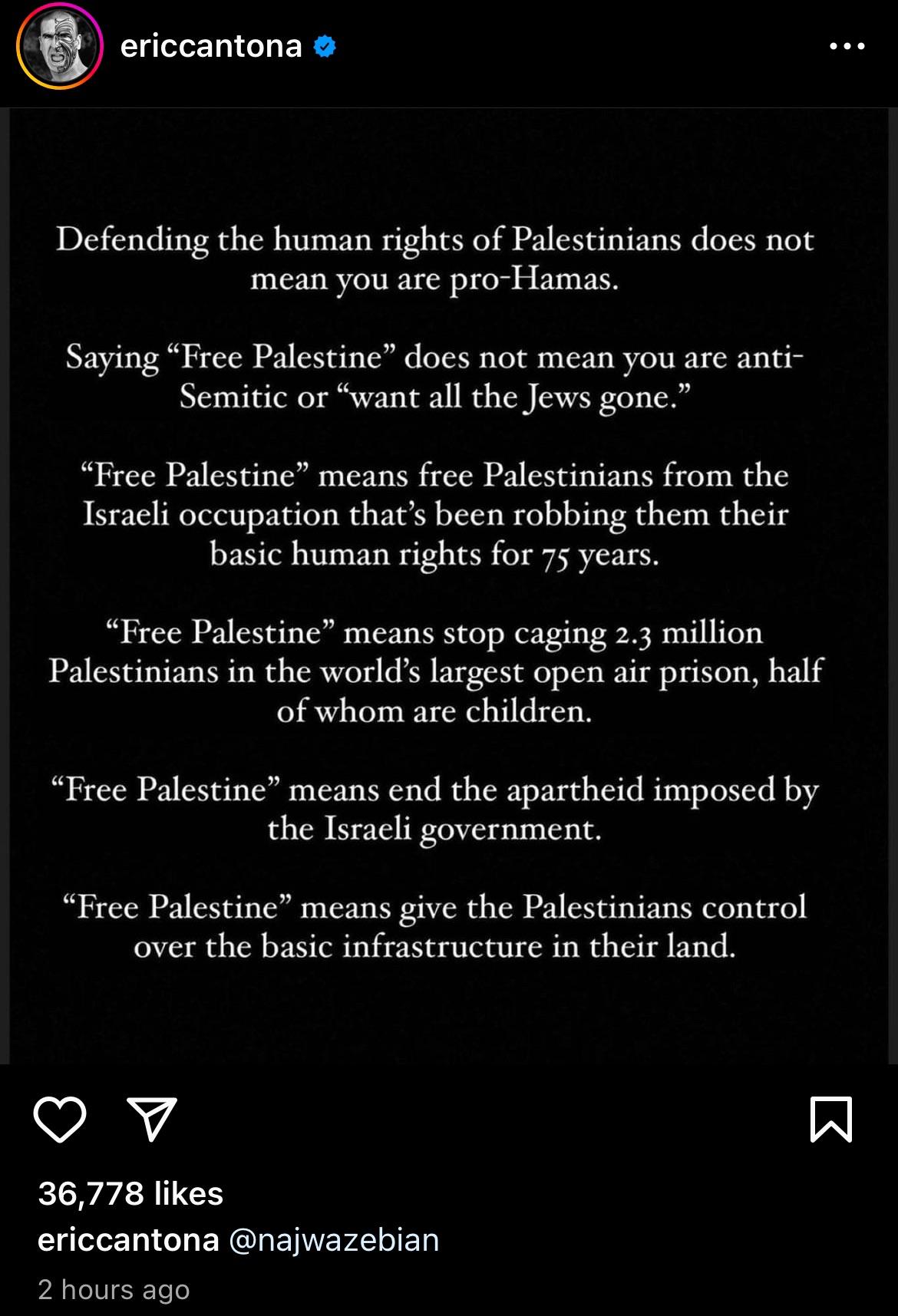 Καντονά: H θέση του για την Παλαιστίνη