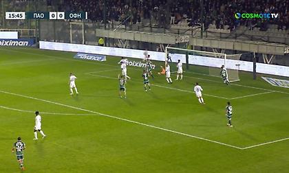 Πρώτη απειλή για Παναθηναϊκό με κεφαλιά του Αράο έπειτα από «γλυκιά» σέντρα του Βιλένα