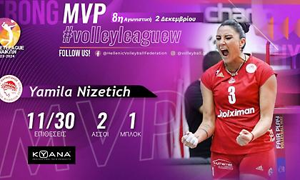 KYANA MVP της όγδοης αγωνιστικής της Volley League γυναικών η Νίζετιχ