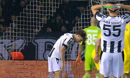 Απίθανη χαμένη ευκαιρία για τον ΠΑΟΚ με τον Κωνσταντέλια να αστοχεί εξ επαφής!