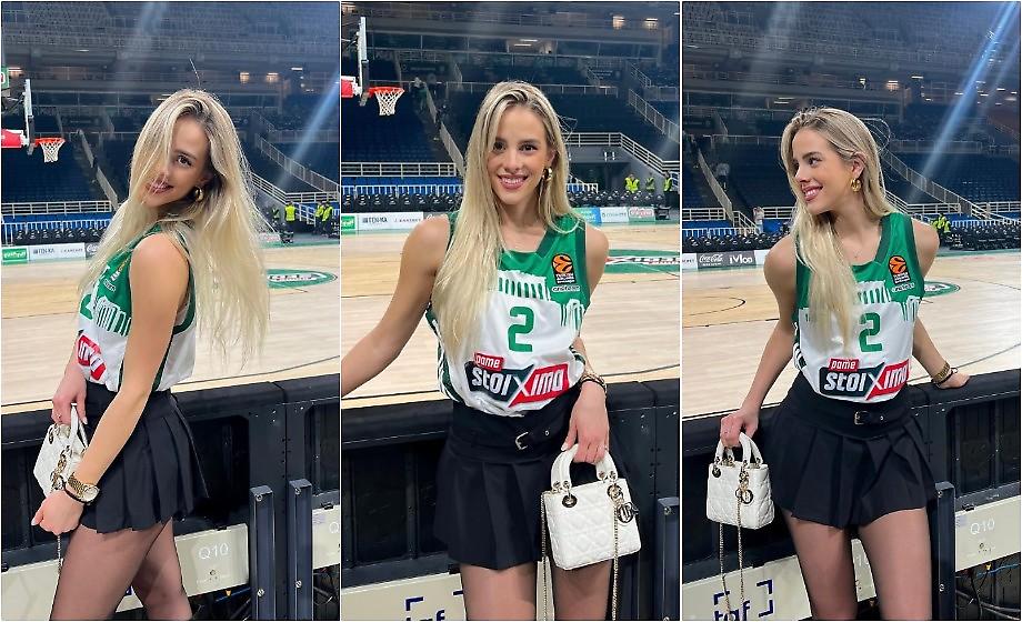 Η εντυπωσιακή σύντροφος του Βιλντόσα ποζάρει με τη φανέλα του Παναθηναϊκού στο ΟΑΚΑ