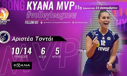 Πολυτιμότερη της 11ης αγωνιστικής της Volley League γυναικών η Τοντάι