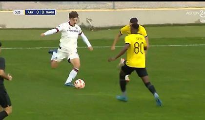 ΑΕΚ Β-ΠΑΟΚ Β: Λίγο έξω η μπάλα απ’ το πλασέ του Σπυράκου