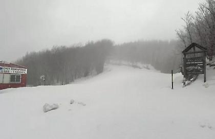 Χιονοθύελλα στην κορυφή του Πηλίου – Ανεστάλη η λειτουργία του Χιονοδρομικού