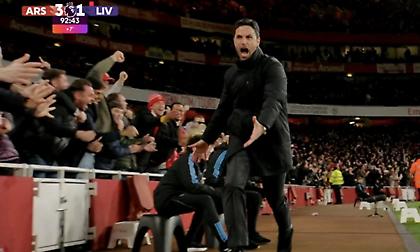 Ο τρελός πανηγυρισμός του Αρτέτα στο τρίτο γκολ της Άρσεναλ επί της Λίβερπουλ!