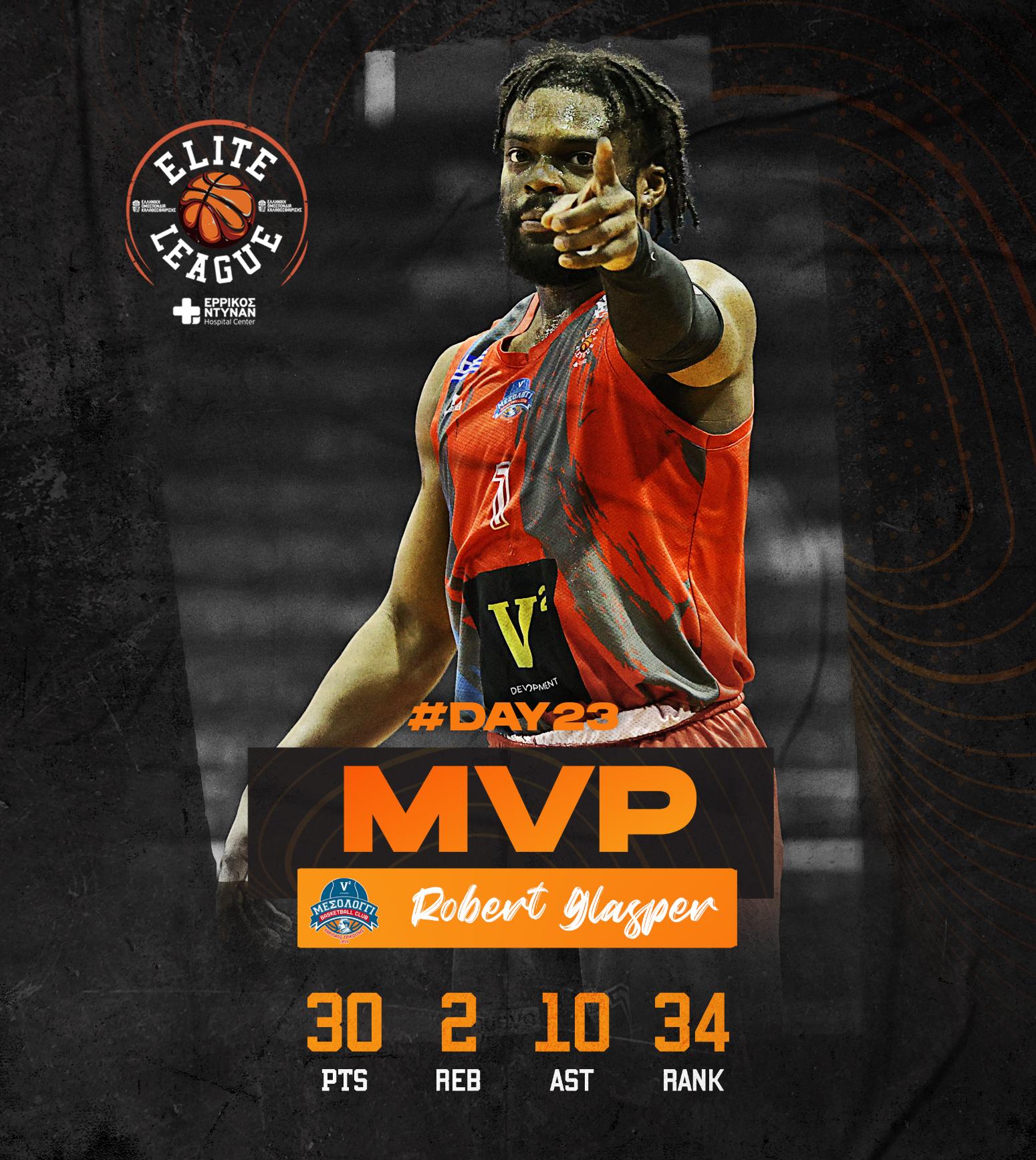 Elite League: Ο Γκλάσπερ MVP της 23ης αγωνιστικής