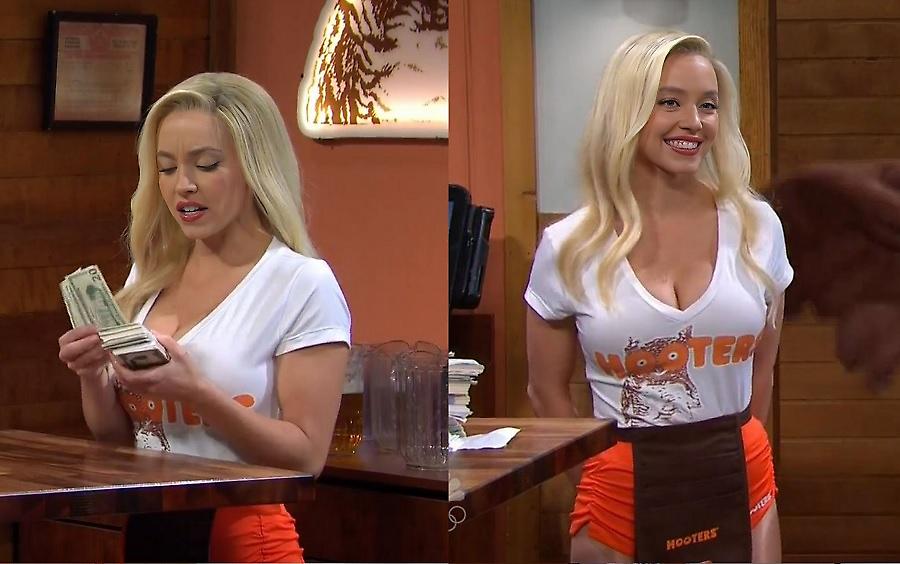 Η Σίντνεϊ Σουίνι έγινε viral ως σερβιτόρα στο Hooters σε σκετσάκι στο SNL