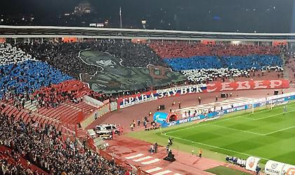 Το κορεό των οπαδών του Ερυθρού Αστέρα στο φιλικό με τη Ζενίτ για τις αδερφικές σχέσεις Σέρβων-Ρώσων