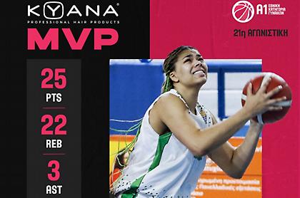 Α1 Γυναικών: MVP της 21ης Αγωνιστικής η Μίγια Μπέρκμαν