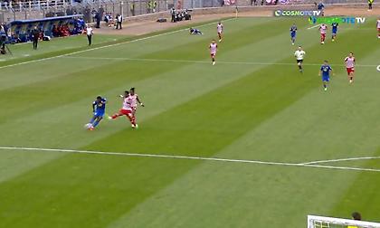 Μεγάλη στιγμή για τη Λαμία με το δυνατό σουτ του Λέικ στο ανοικτό γήπεδο