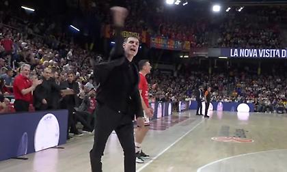 Οι έξαλλοι πανηγυρισμοί του Μπαρτζώκα από την παρακάμερα του θριάμβου του Ολυμπιακού στη Βαρκελώνη