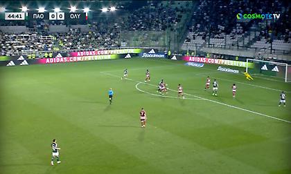 Σωτήριο τάκλιν Ρέτσου στην «οβίδα» του Μπακασέτα με την μπάλα να σταματά στο δοκάρι!