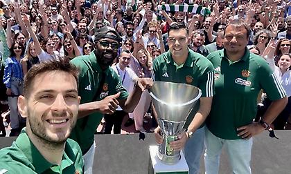 Το τρόπαιο της Ευρωλίγκας στα γραφεία του ΟΠΑΠ – Ο Σλούκας έδωσε το σύνθημα για τους πανηγυρισμούς