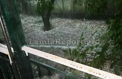 «Το ‘στρωσε» με χαλάζι στη δυτική Φθιώτιδα
