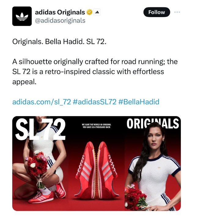 Η Adidas απέσυρε αμφιλεγόμενη διαφήμιση με την Μπέλα Χαντίντ μετά τις σφοδρές αντιδράσεις