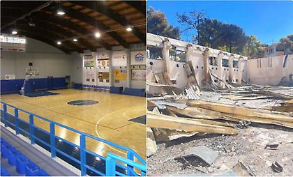 Ολική καταστροφή στο κλειστό της Νέας Πεντέλης από τις φωτιές (pics)