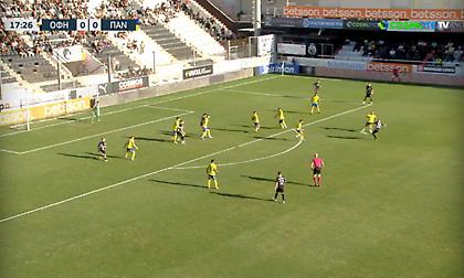 Απίθανο σουτ του Μπαΐνοβιτς στο δεξί «παραθυράκι» του Παναιτωλικού για το προβάδισμα του ΟΦΗ!