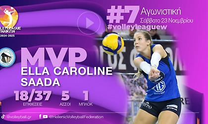 Πολυτιμότερη της έβδομης αγωνιστικής της Volley League γυναικών η Σάαντα
