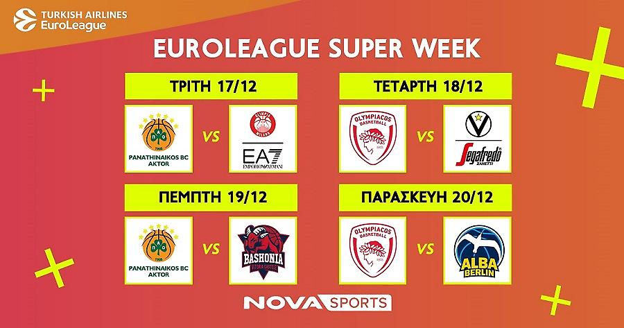 EuroLeague: Η «Διαβολοβδομάδα» No5 επί ελληνικού εδάφους στο παρκέ του Novasports!