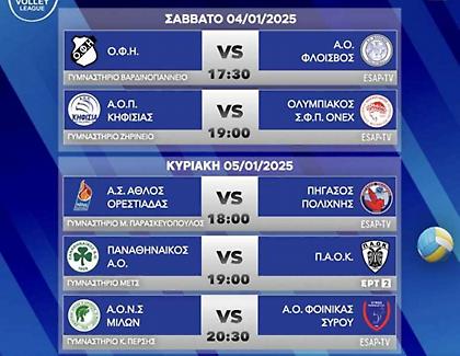 Το πρόγραμμα της δέκατης αγωνιστικής της Volley League ανδρών-Κυριακή το Παναθηναϊκός-ΠΑΟΚ