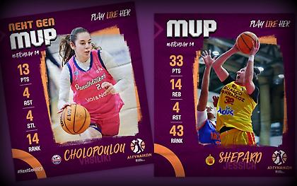 Α1 Γυναικών: MVP η Σέπαρντ, MVP Next Gen η Χωλοπούλου