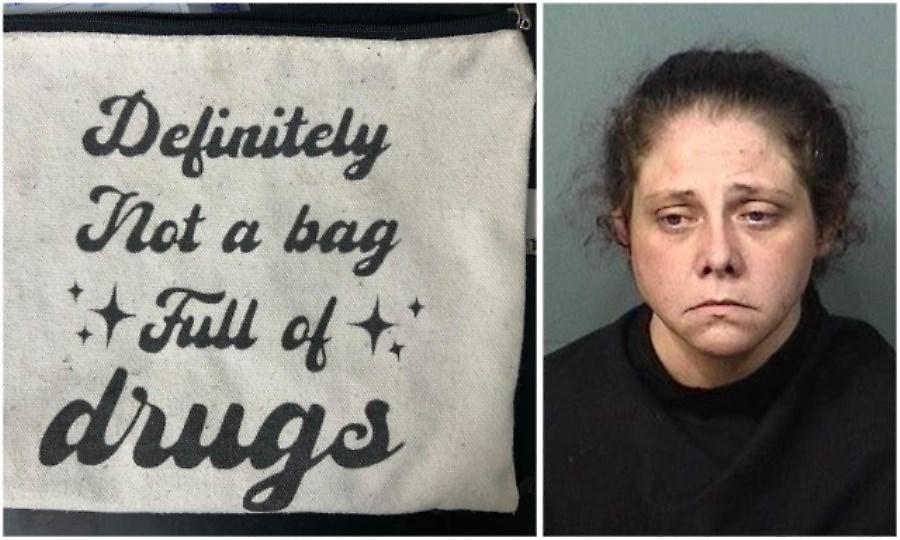 Γυναίκα συνελήφθη για διακίνηση ναρκωτικών κρατώντας τσάντα που έγραφε... «μια τσάντα που δεν είναι γεμάτη ναρκωτικά»!