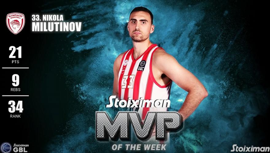 Stoiximan GBL: MVP για τρίτη φορά ο Μιλουτίνοφ