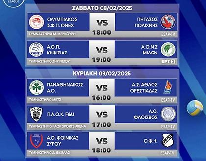 Το πρόγραμμα της 15ης αγωνιστικής της Volley League γυναικών