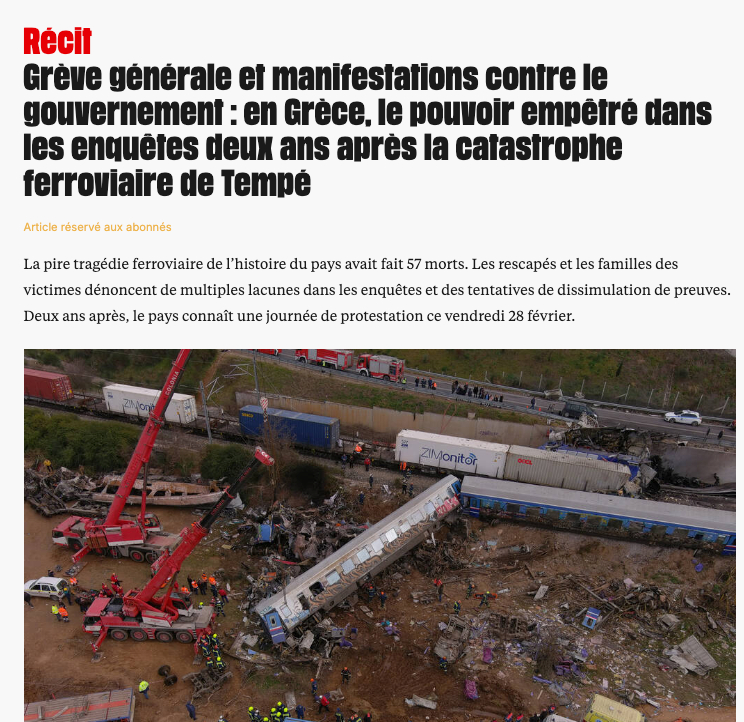 Τέμπη: Διεθνή ΜΜΕ καλύπτουν τις μαζικές διαδηλώσεις στην Ελλάδα