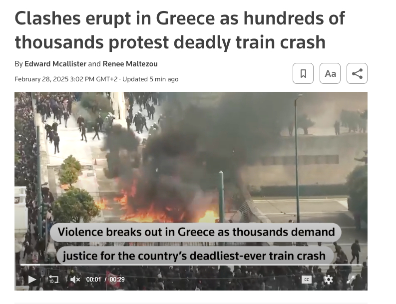 Τέμπη: Διεθνή ΜΜΕ καλύπτουν τις μαζικές διαδηλώσεις στην Ελλάδα