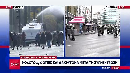 Επεισόδια στο κέντρο της Αθήνας: Ρίψεις νερού από τις αύρες της ΕΛ.ΑΣ