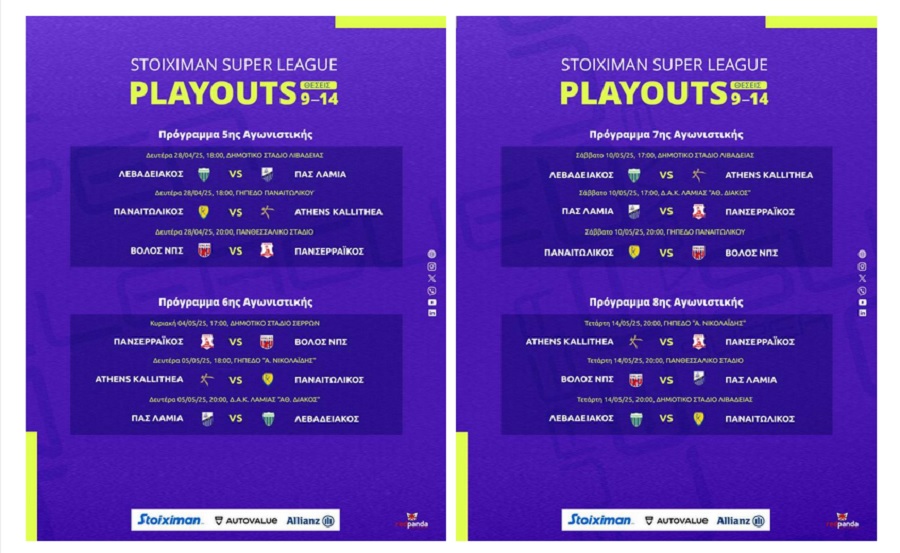 Stoiximan Super League: Το πρόγραμμα των playouts - Πότε ξεκινάνε