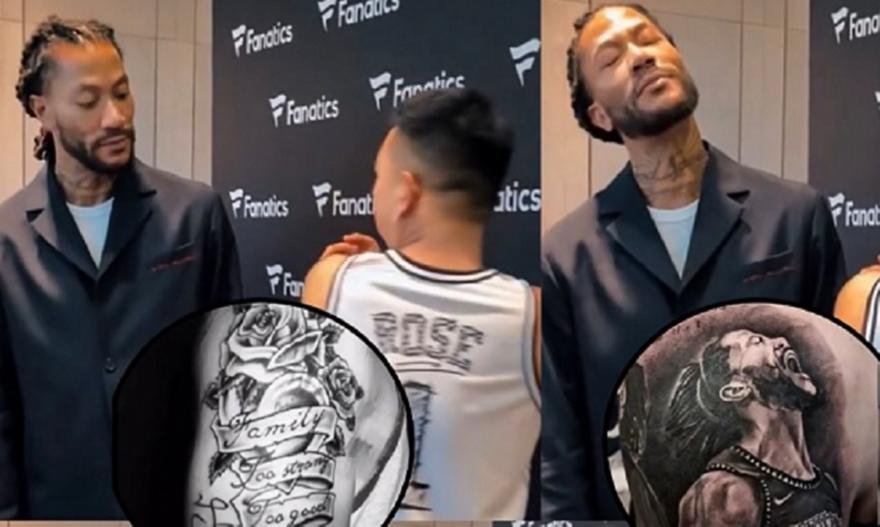 Συγκινητική στιγμή: Θαυμαστής του Ρόουζ δείχνει τα τατουάζ του κι αυτός κλαίει