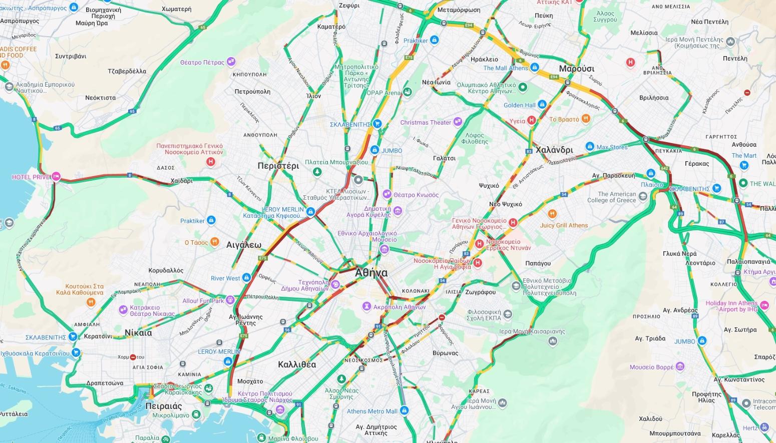 Εξοδος του Αγίου Πνεύματος: Κυκλοφοριακό χάος στην Αττική – Ποιοι δρόμοι είναι στο κόκκινο