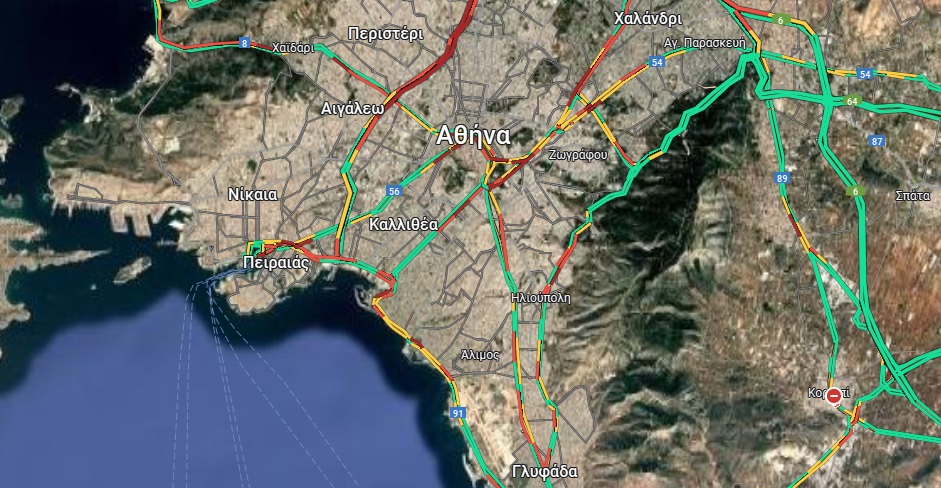 Κίνηση: Ποιοι δρόμοι της Αττικής αντιμετωπίζουν μεγάλες καθυστερήσεις