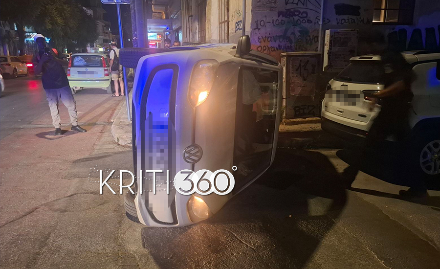 Τροχαίο στο κέντρο των Χανίων – Τούμπαρε αμάξι, τραυματίστηκε οδηγός