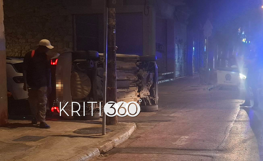 Τροχαίο στο κέντρο των Χανίων – Τούμπαρε αμάξι, τραυματίστηκε οδηγός