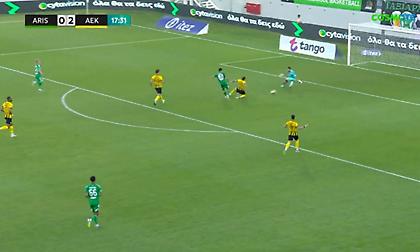 Έπιασε στον ύπνο την άμυνα της ΑΕΚ και μείωσε για τον Άρη ο Κακουλλής