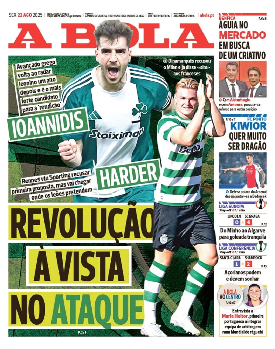 A Bola: «Επιστρέφει η Σπόρτινγκ για Ιωαννίδη, ο βασικότερος υποψήφιος για την επίθεση»